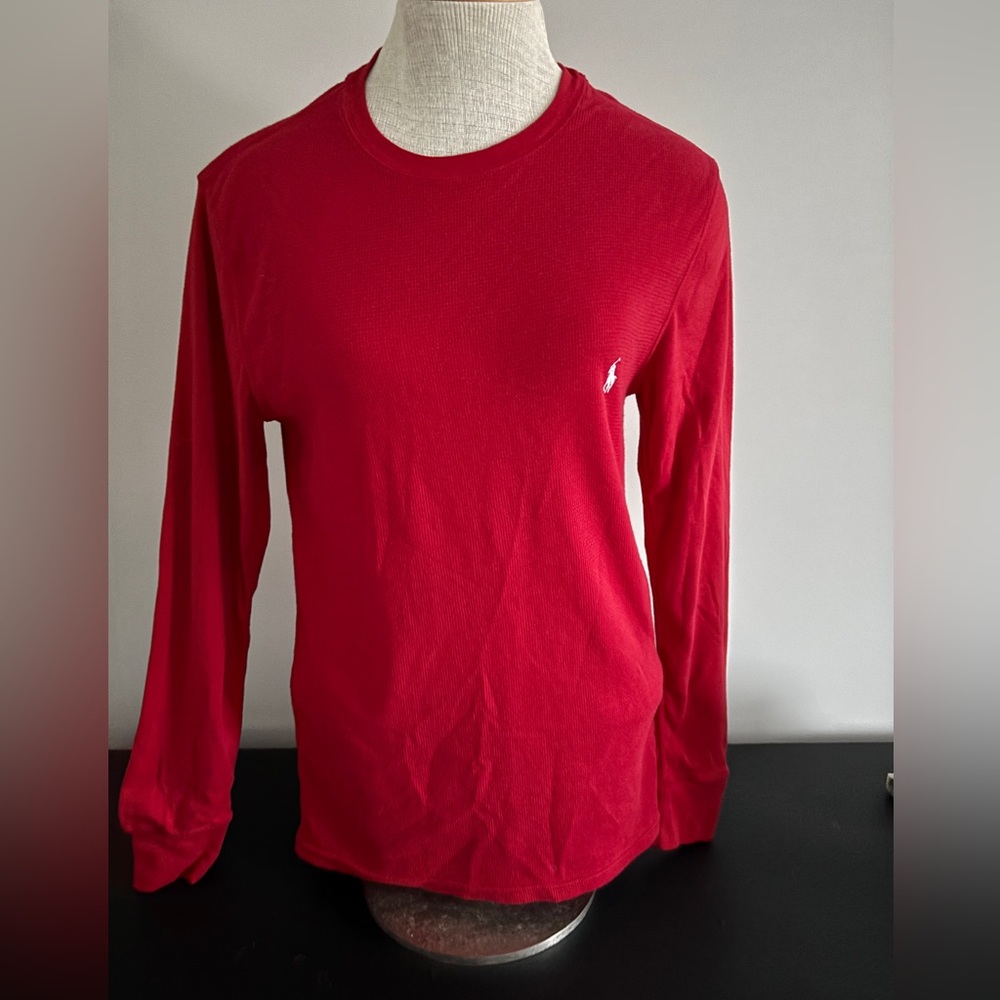 Polo Ralph Lauren Waffle Knit Long Sleeve Red Thermal Crew Shirt